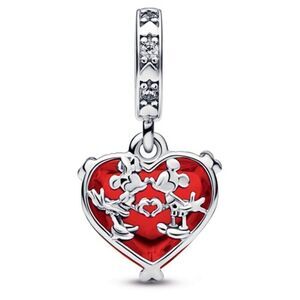 Pandora Disney Mickey & Minnie Mouse Kiss Red Murano Glass